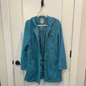 Tulle Teal Utility Jacket with Hood